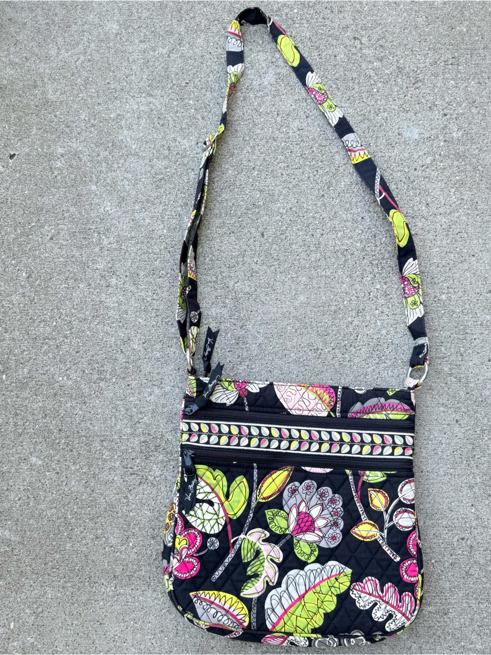 Vera Bradley Triple Zip Hipster Crossbody Bag in retired 2014 "Moon Blooms"